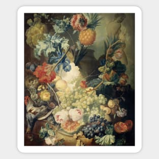 Still Life with Flowers, Fruit and Birds by Jan van Os Sticker